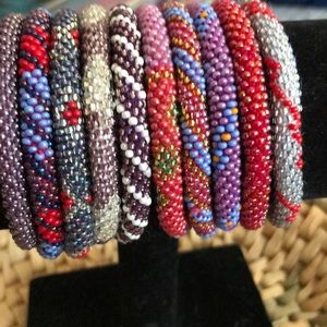 Ten Handmade Nepal Roll on Bracelets